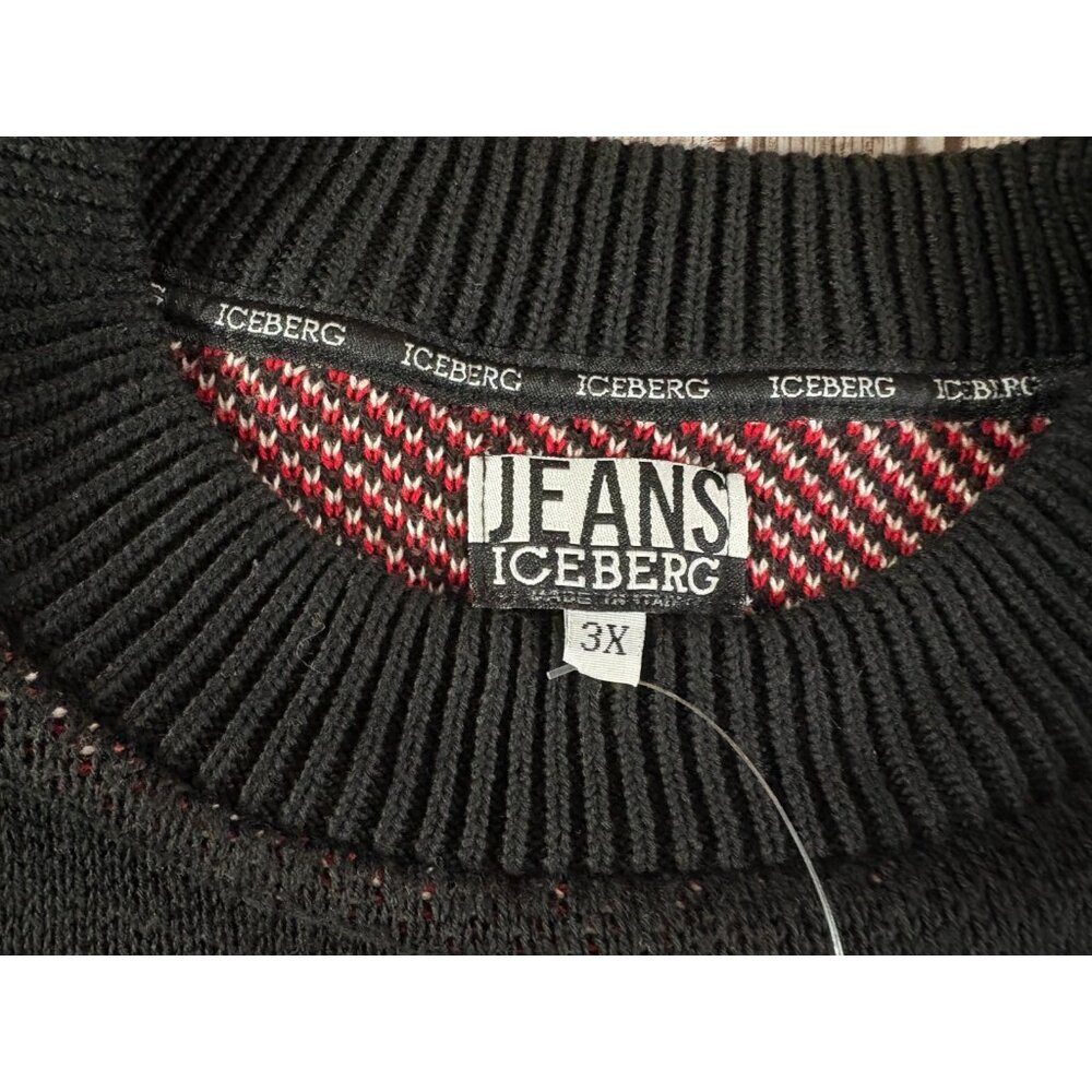 Iceberg Peanuts Linus Knit Sweater Disney size 3XL black Made Italy vintage 90’s - Picture 4 of 8